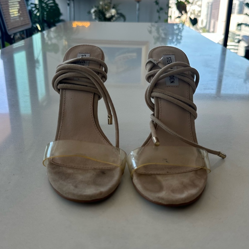 Steve Madden Beige Lace Up Stilettos